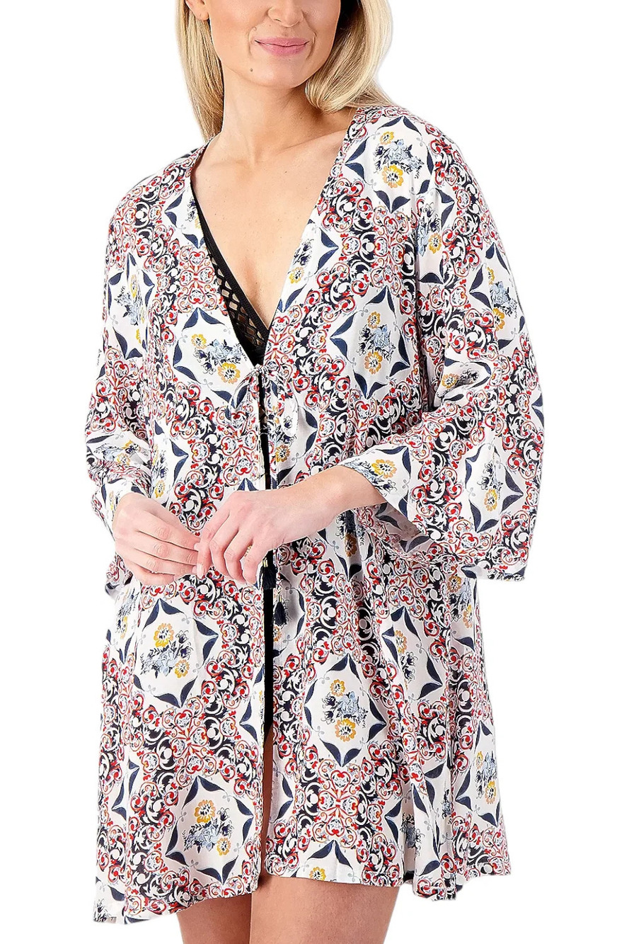 Jantzen Tie Front Woven Cover-Up Multi Ceramic - Plus